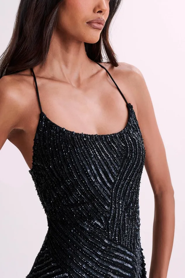 Women Meshki Dresses Tierra Sequin Maxi Dress 8211 Black