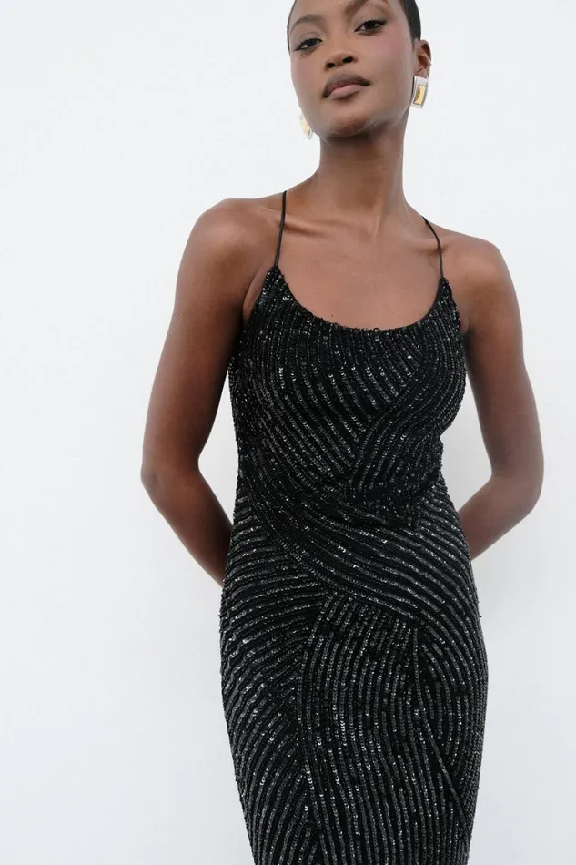 Women Meshki Dresses Tierra Sequin Maxi Dress 8211 Black