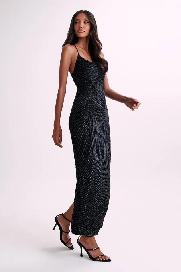 Women Meshki Dresses Tierra Sequin Maxi Dress 8211 Black