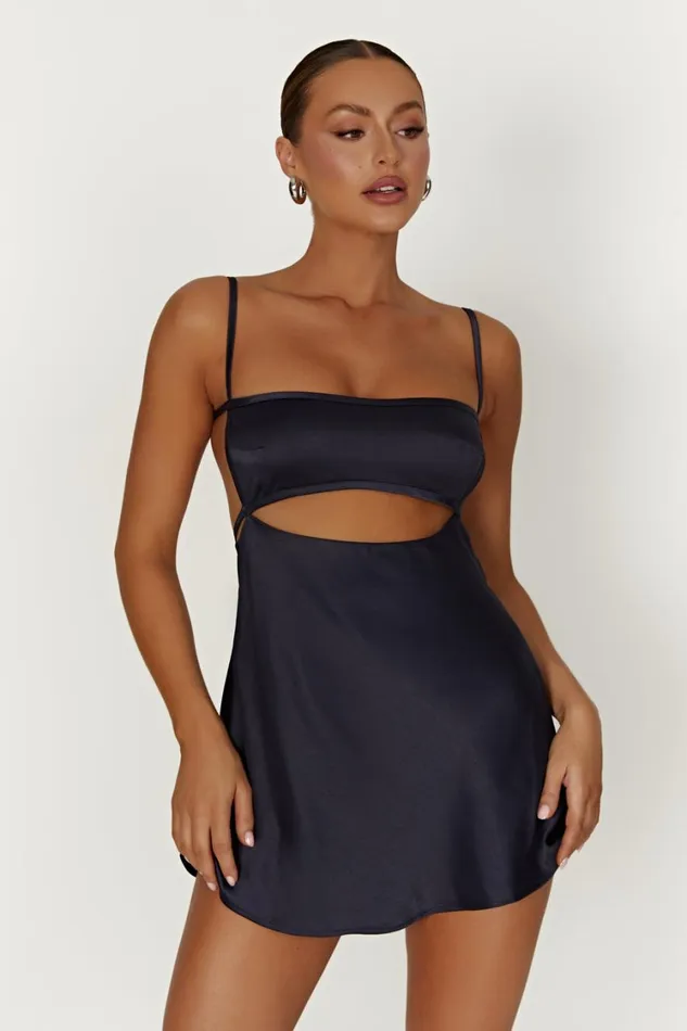 Women Meshki Dresses Veda Satin Mini Dress 8211 Midnight Navy