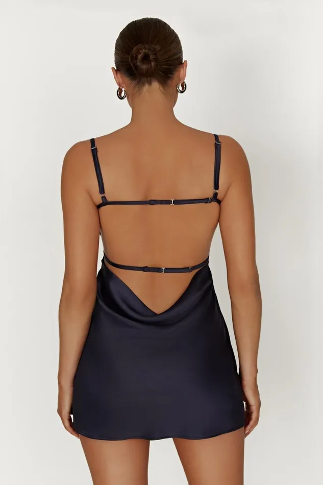 Women Meshki Dresses Veda Satin Mini Dress 8211 Midnight Navy