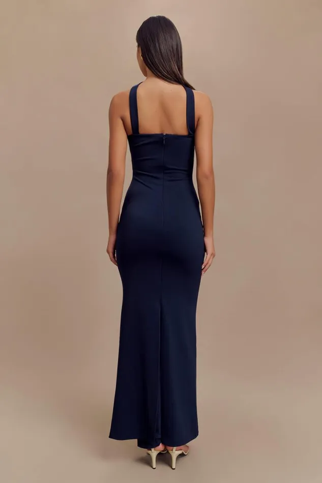 Women Meshki Dresses Velma Halter Collar Maxi Dress 8211 Dark Navy