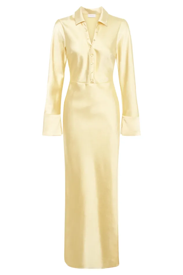 Women Meshki Dresses Whitley Satin Collared Maxi Dress 8211 Butter
