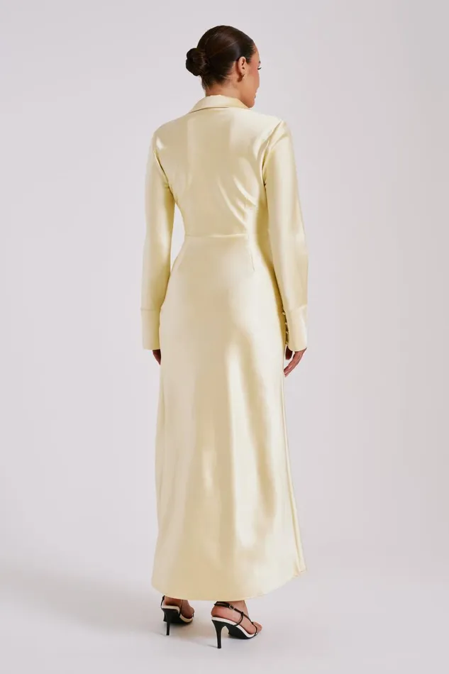 Women Meshki Dresses Whitley Satin Collared Maxi Dress 8211 Butter