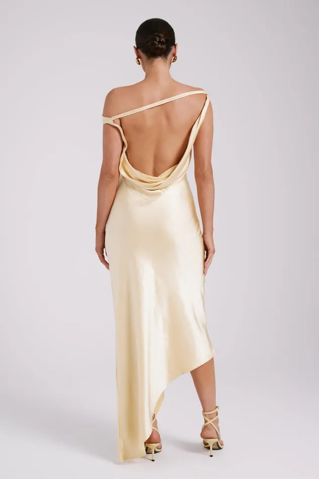 Women Meshki Dresses Yvette Slip Maxi Dress With Asymmetrical Hem 8211 Butter