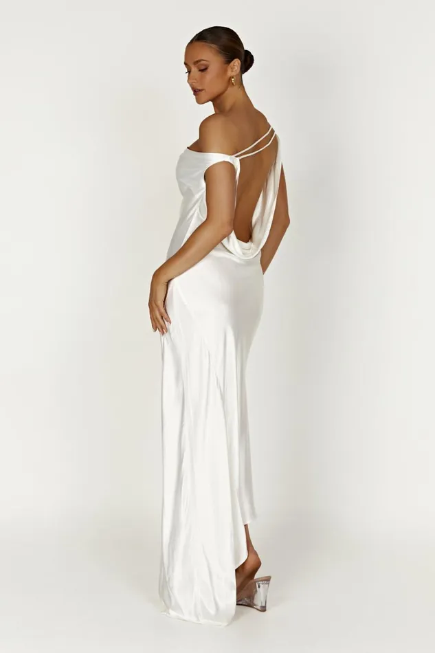 Women Meshki Dresses Yvette Slip Maxi Dress With Asymmetrical Hem 8211 White