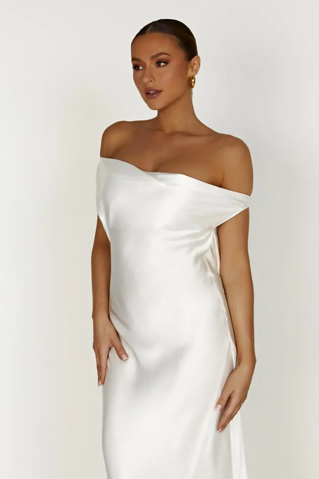 Women Meshki Dresses Yvette Slip Maxi Dress With Asymmetrical Hem 8211 White
