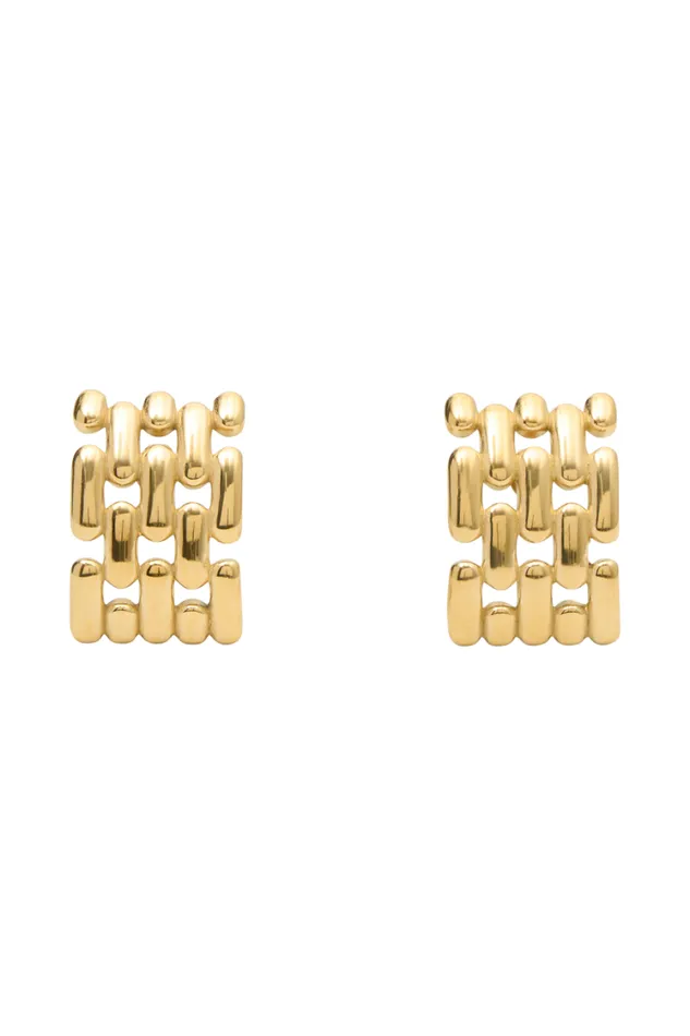 Women Meshki Jewellery Denise Cross Hatch Earrings 8211 Gold