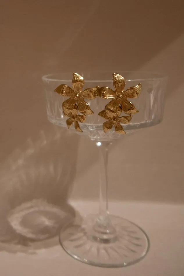 Women Meshki Jewellery Infatuated Drop Flower Earrings 8211 Gold