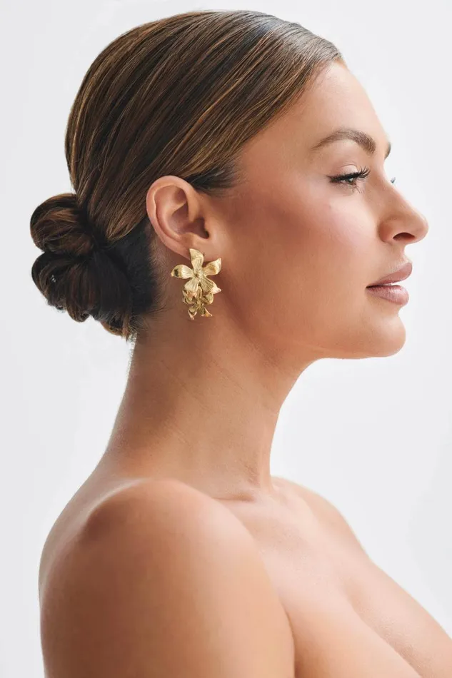 Women Meshki Jewellery Infatuated Drop Flower Earrings 8211 Gold