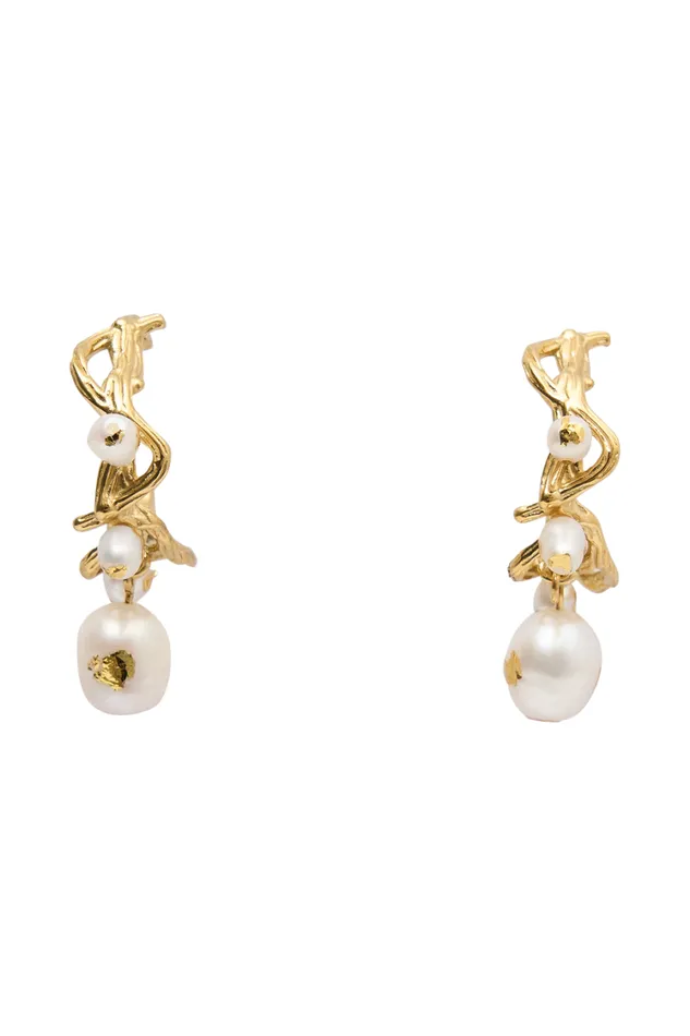 Women Meshki Jewellery Nixie Pearl C Hoop Earrings 8211 Pearl