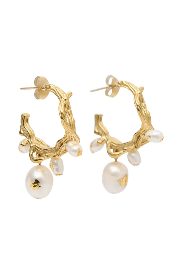 Women Meshki Jewellery Nixie Pearl C Hoop Earrings 8211 Pearl
