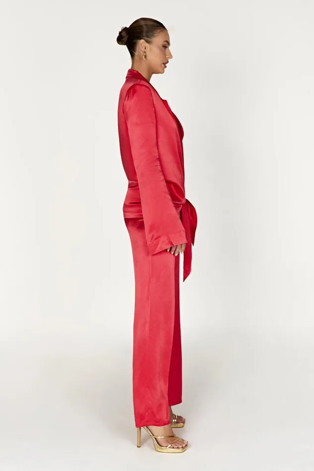 Women Meshki Outerwear Aspyn Satin Blazer Jacket 8211 Red
