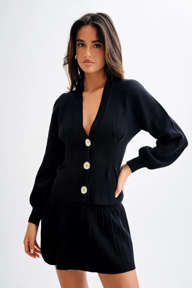 Women Meshki Outerwear Beverly Knit Cinched Cardigan 8211 Black