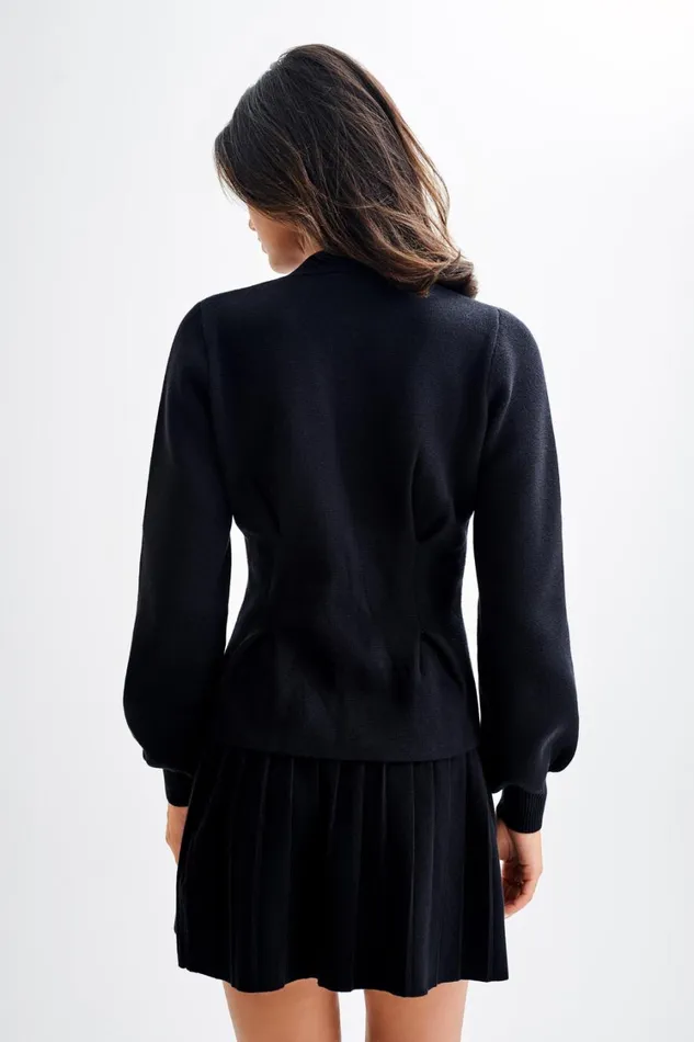 Women Meshki Outerwear Beverly Knit Cinched Cardigan 8211 Black