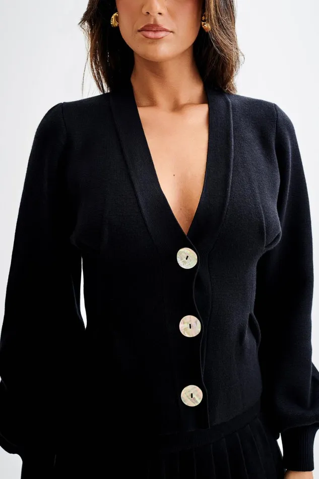 Women Meshki Outerwear Beverly Knit Cinched Cardigan 8211 Black