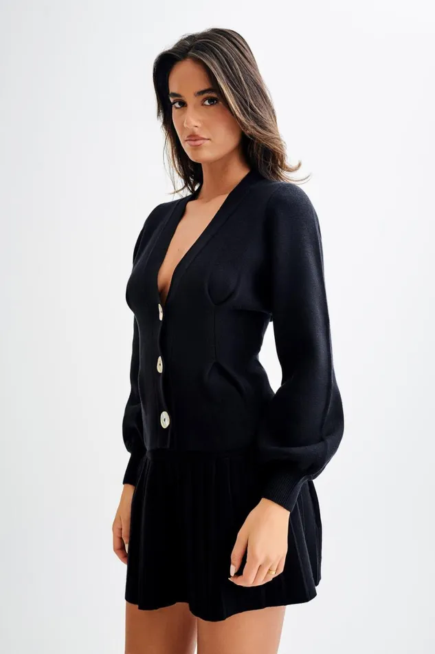 Women Meshki Outerwear Beverly Knit Cinched Cardigan 8211 Black