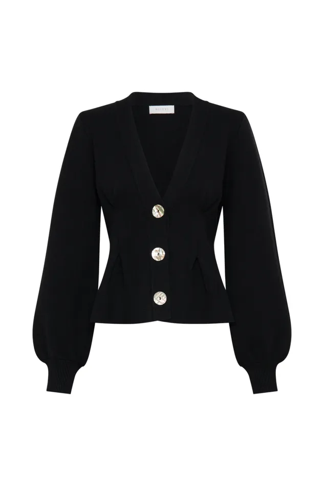 Women Meshki Outerwear Beverly Knit Cinched Cardigan 8211 Black