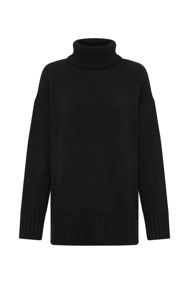 Women Meshki Outerwear Brittany High Neck Knit Jumper 8211 Black