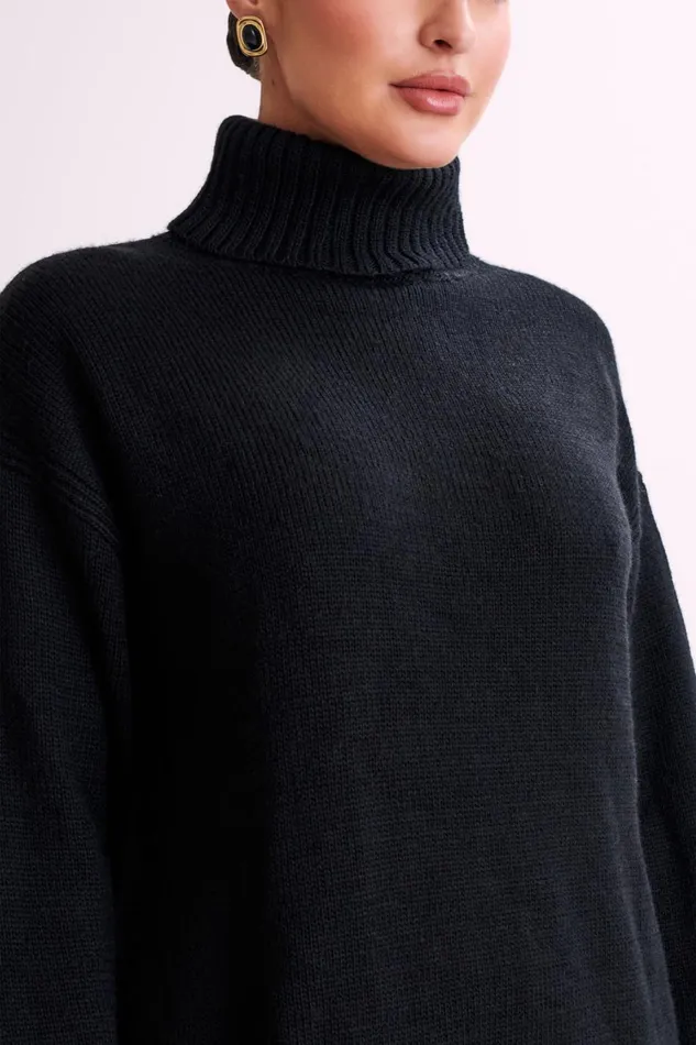 Women Meshki Outerwear Brittany High Neck Knit Jumper 8211 Black