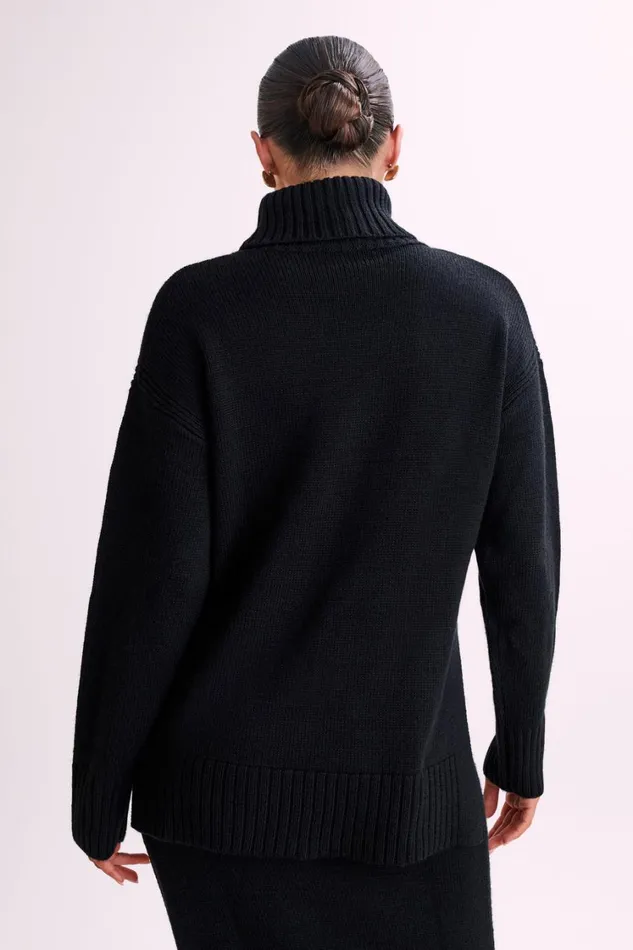 Women Meshki Outerwear Brittany High Neck Knit Jumper 8211 Black