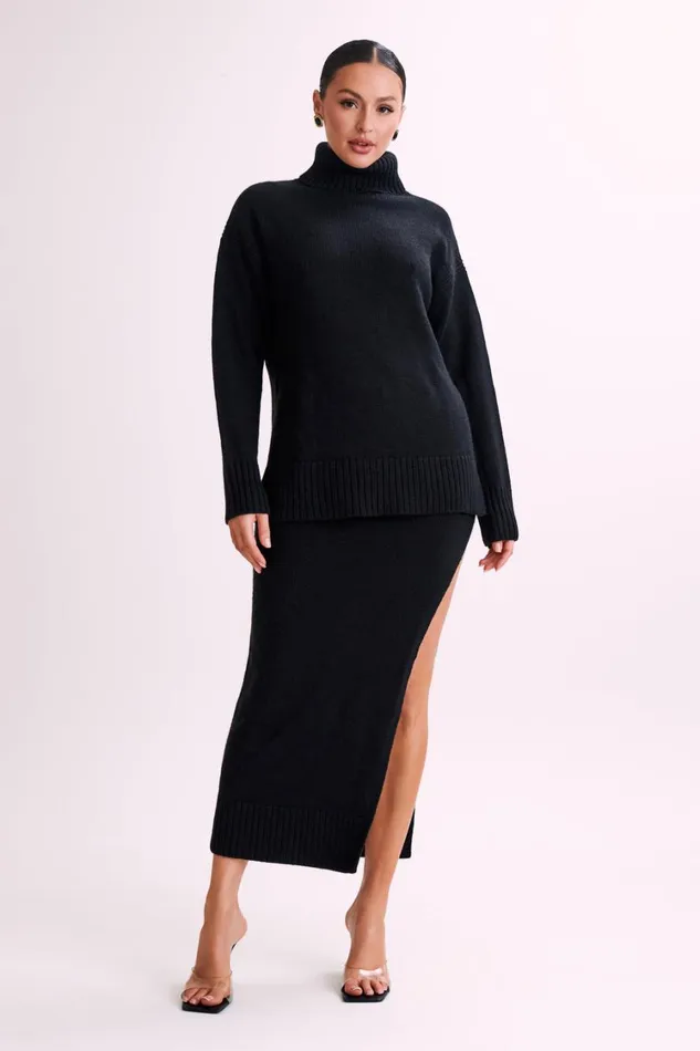 Women Meshki Outerwear Brittany High Neck Knit Jumper 8211 Black