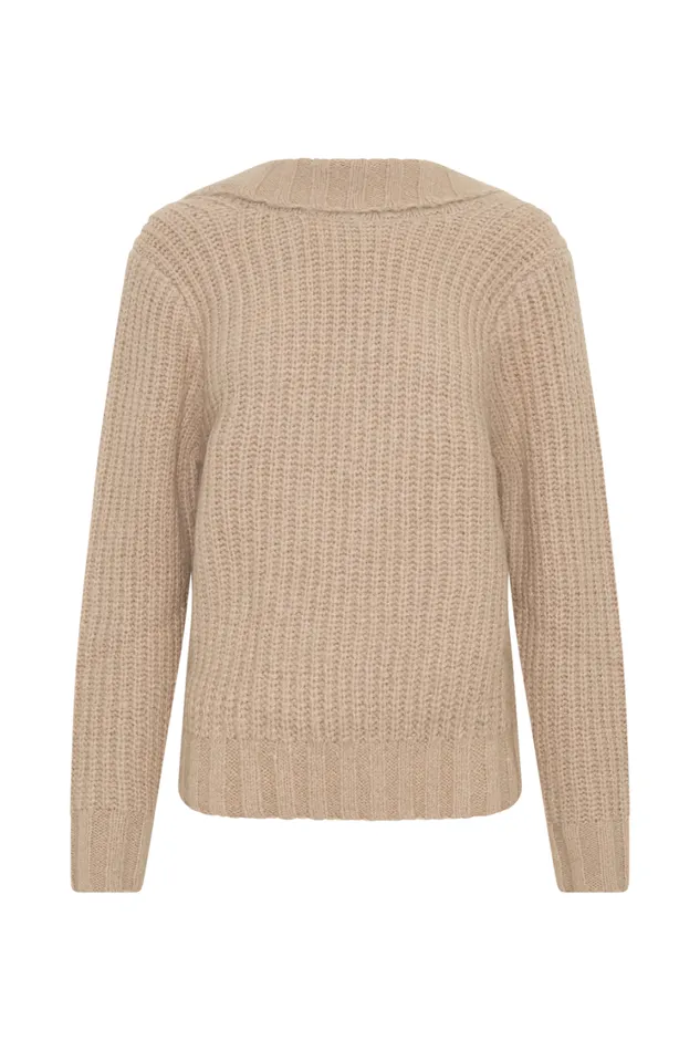 Women Meshki Outerwear Candice Oversized Low Back Knit Jumper 8211 Stone Marle
