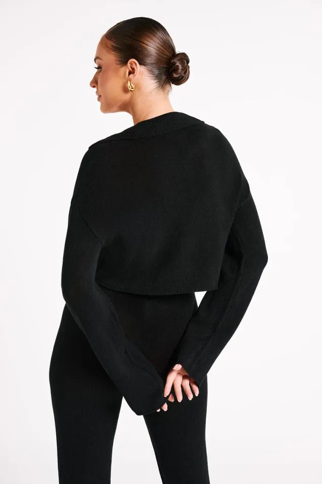 Women Meshki Outerwear Carlota Collared Knit Jumper 8211 Black