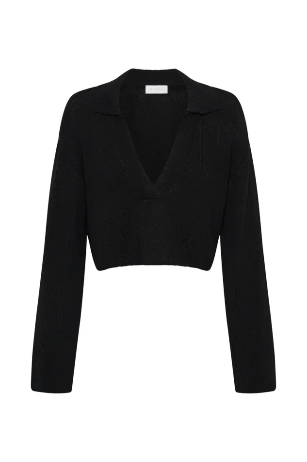 Women Meshki Outerwear Carlota Collared Knit Jumper 8211 Black