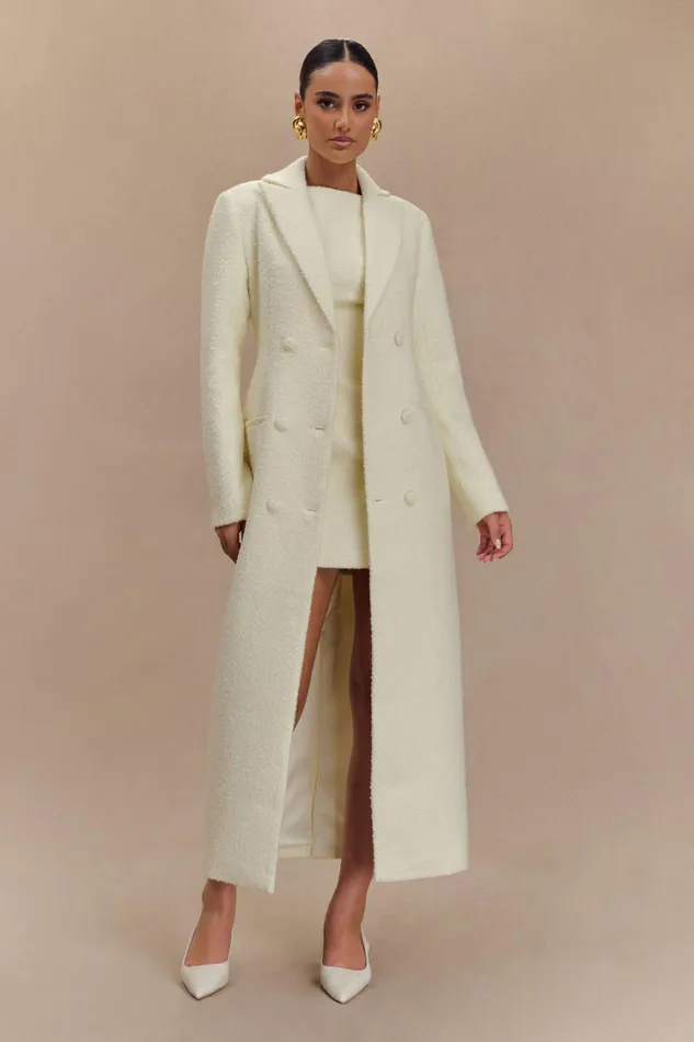 Women Meshki Outerwear Carver Boucle Coat 8211 Ivory
