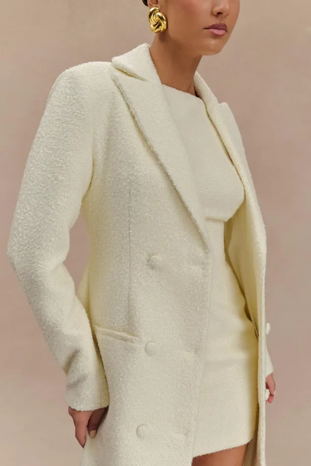 Women Meshki Outerwear Carver Boucle Coat 8211 Ivory