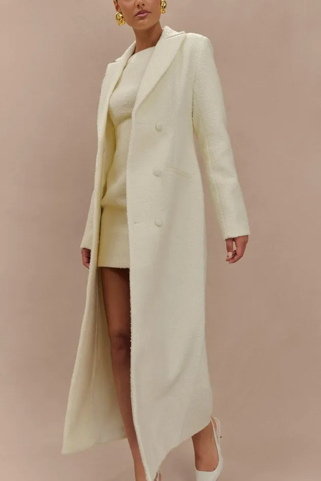 Women Meshki Outerwear Carver Boucle Coat 8211 Ivory