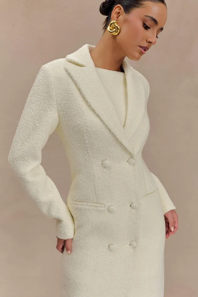 Women Meshki Outerwear Carver Boucle Coat 8211 Ivory