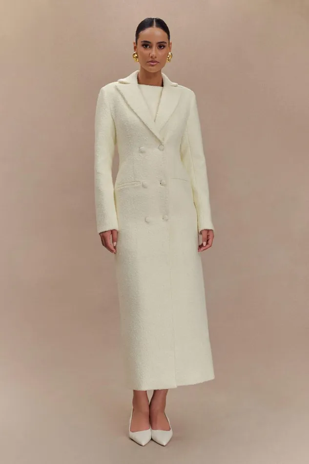 Women Meshki Outerwear Carver Boucle Coat 8211 Ivory