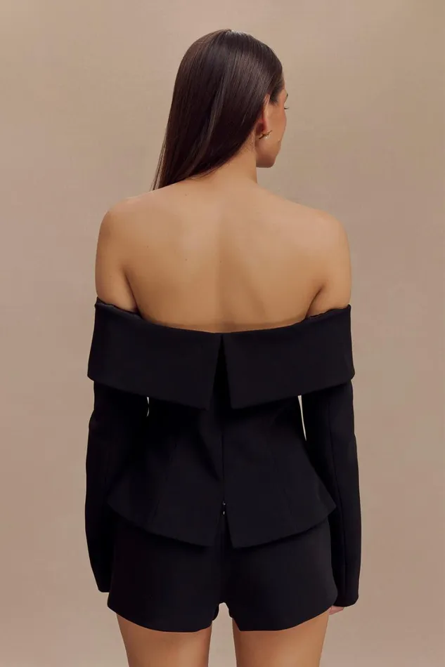 Women Meshki Outerwear Celene Off Shoulder Jacket 8211 Black