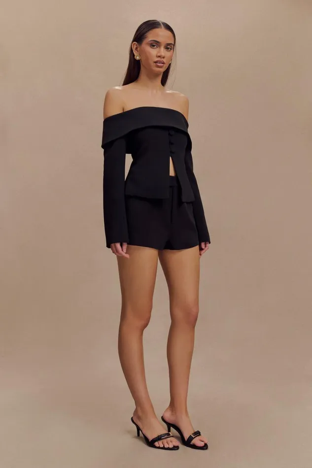Women Meshki Outerwear Celene Off Shoulder Jacket 8211 Black