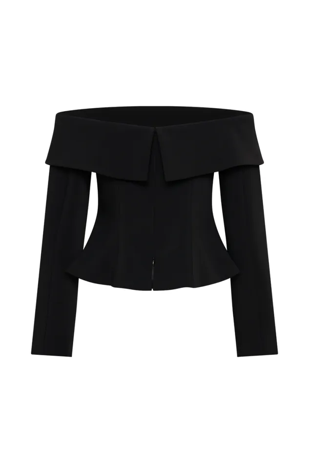 Women Meshki Outerwear Celene Off Shoulder Jacket 8211 Black