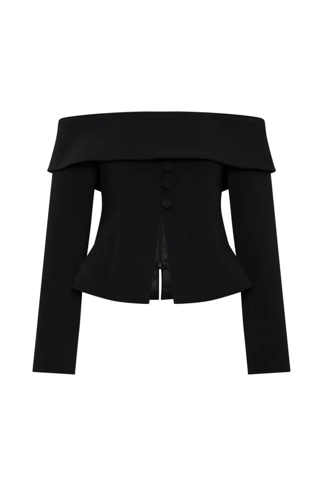 Women Meshki Outerwear Celene Off Shoulder Jacket 8211 Black