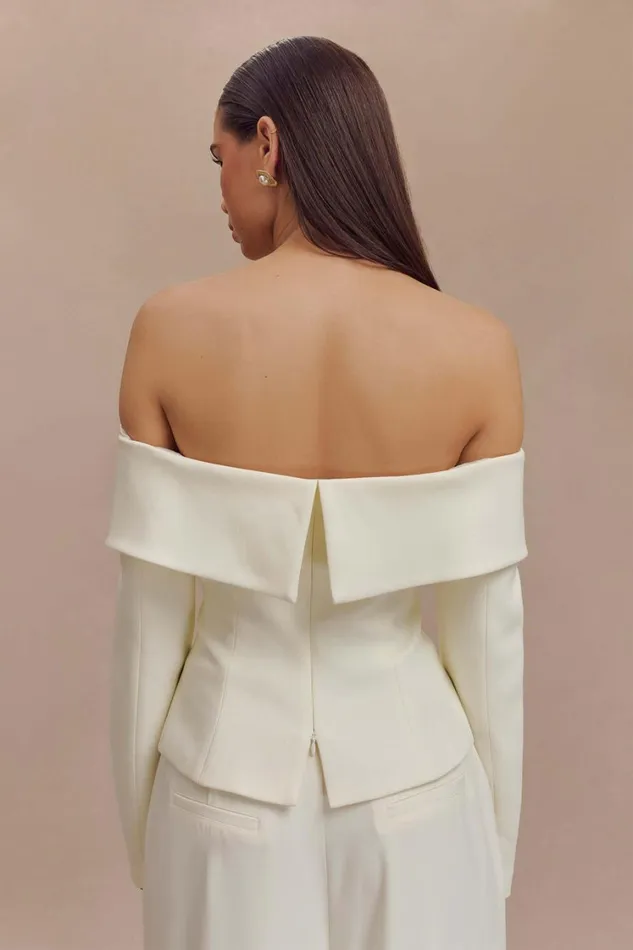 Women Meshki Outerwear Celene Off Shoulder Jacket 8211 Ivory