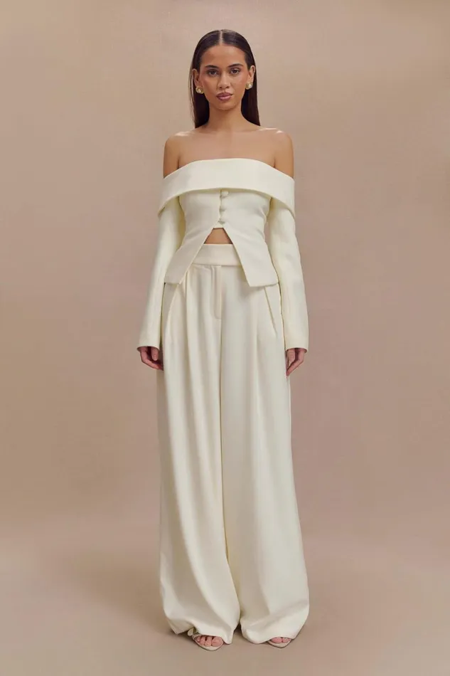 Women Meshki Outerwear Celene Off Shoulder Jacket 8211 Ivory