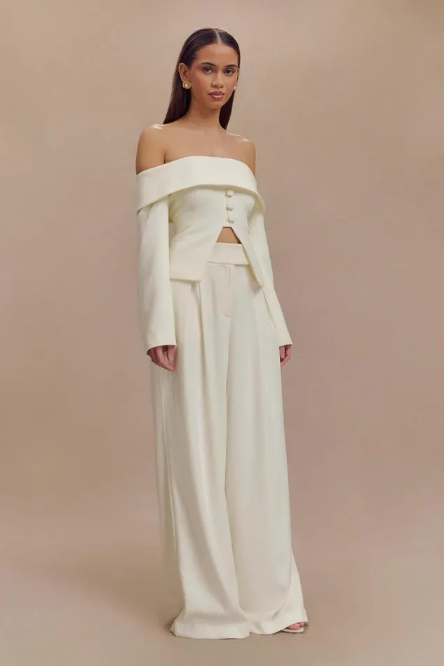 Women Meshki Outerwear Celene Off Shoulder Jacket 8211 Ivory