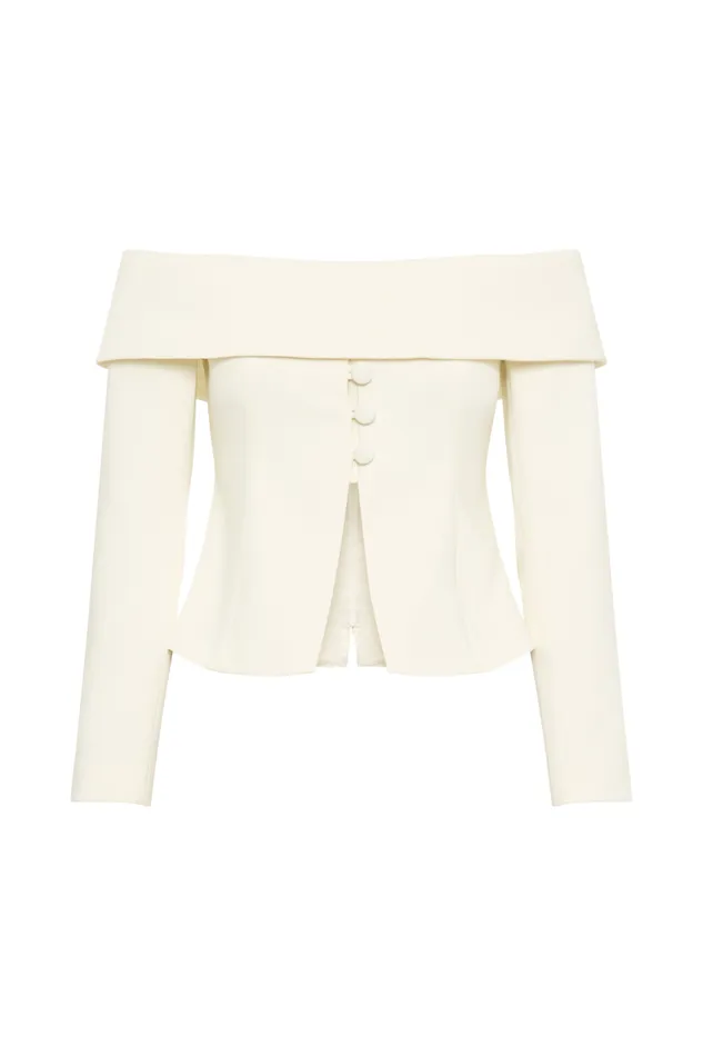 Women Meshki Outerwear Celene Off Shoulder Jacket 8211 Ivory