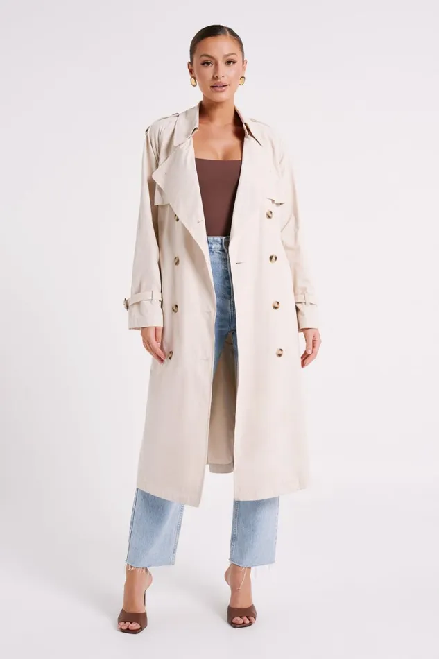Women Meshki Outerwear Channing Trench Coat With Belt 8211 Cream