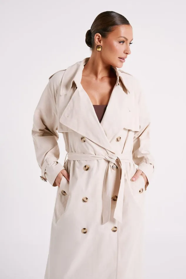 Women Meshki Outerwear Channing Trench Coat With Belt 8211 Cream