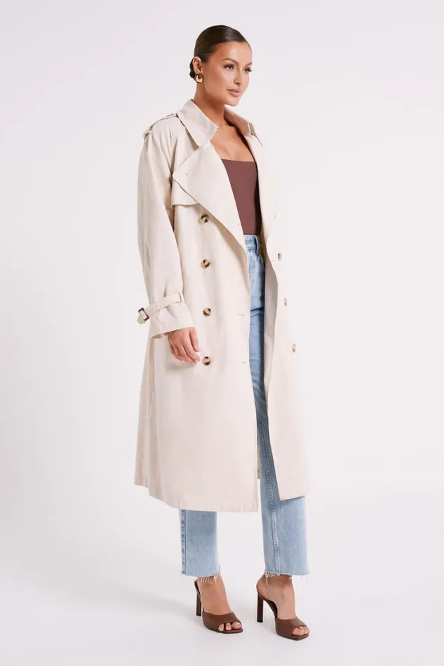 Women Meshki Outerwear Channing Trench Coat With Belt 8211 Cream
