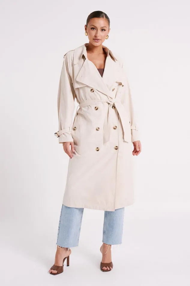 Women Meshki Outerwear Channing Trench Coat With Belt 8211 Cream