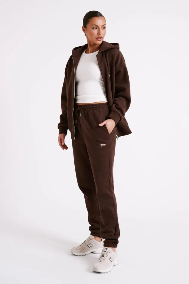 Women Meshki Outerwear Corrie Unisex Zip Through Hoodie 8211 Dark Chocolate