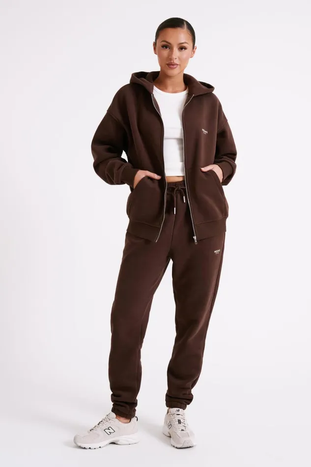 Women Meshki Outerwear Corrie Unisex Zip Through Hoodie 8211 Dark Chocolate