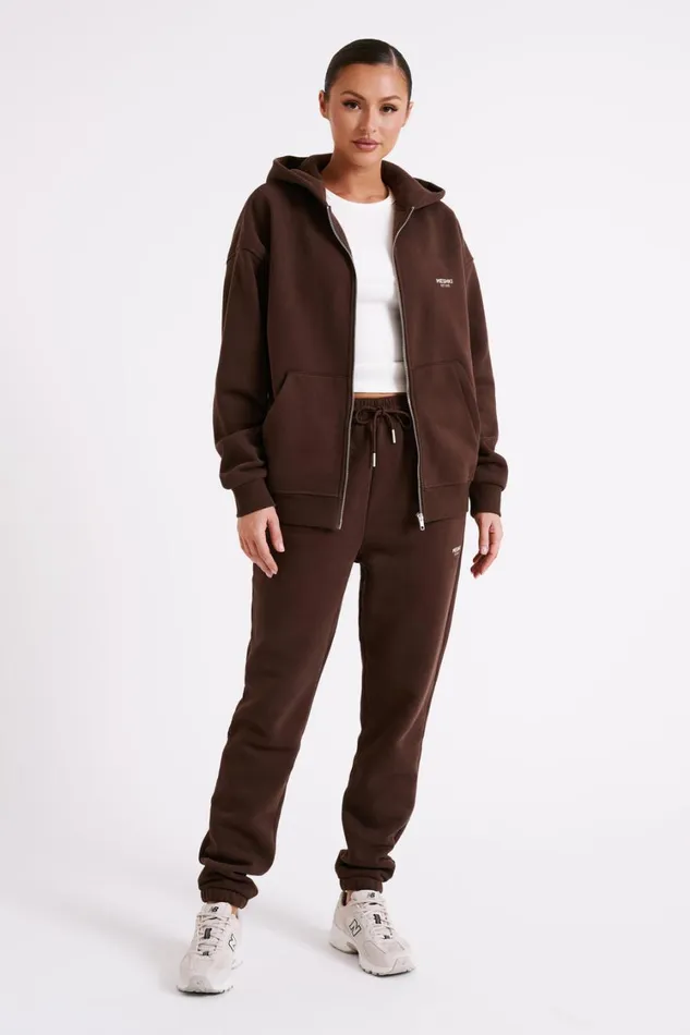 Women Meshki Outerwear Corrie Unisex Zip Through Hoodie 8211 Dark Chocolate
