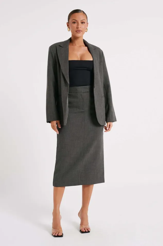 Women Meshki Outerwear Drew Oversized Textured Blazer 8211 Charcoal